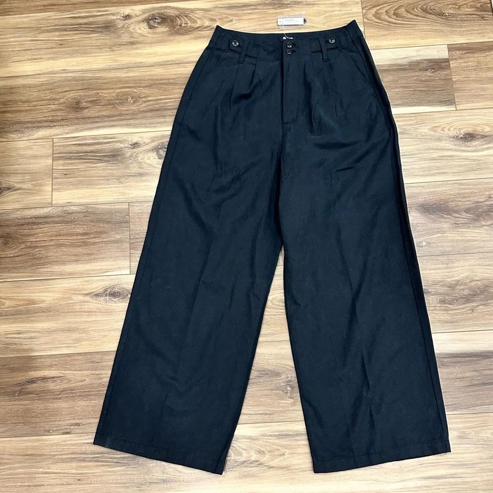 Madewell Harlow Wide Leg Pant True Black Linen Cotton Sz 6 NWT - Picture 3 of 16